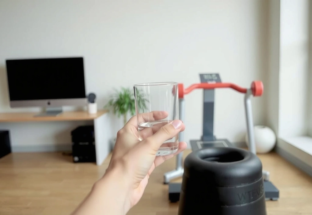 Eine Person, die Wasser trinkt, um die Vorteile der Flüssigkeitszufuhr zu zeigen.