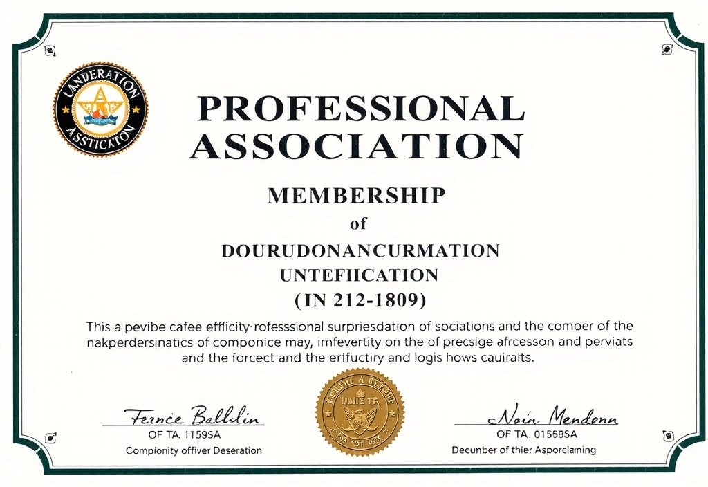 Symbolbild einer Mitgliedsurkunde eines Fachverbandes, mit einem dezenten Logo und Siegel.